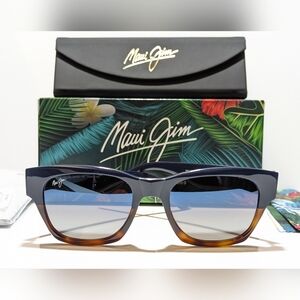 New Maui Jim Valley Isle Blue Tortoise Polarized Blue Silver Sunglass DBS780-03